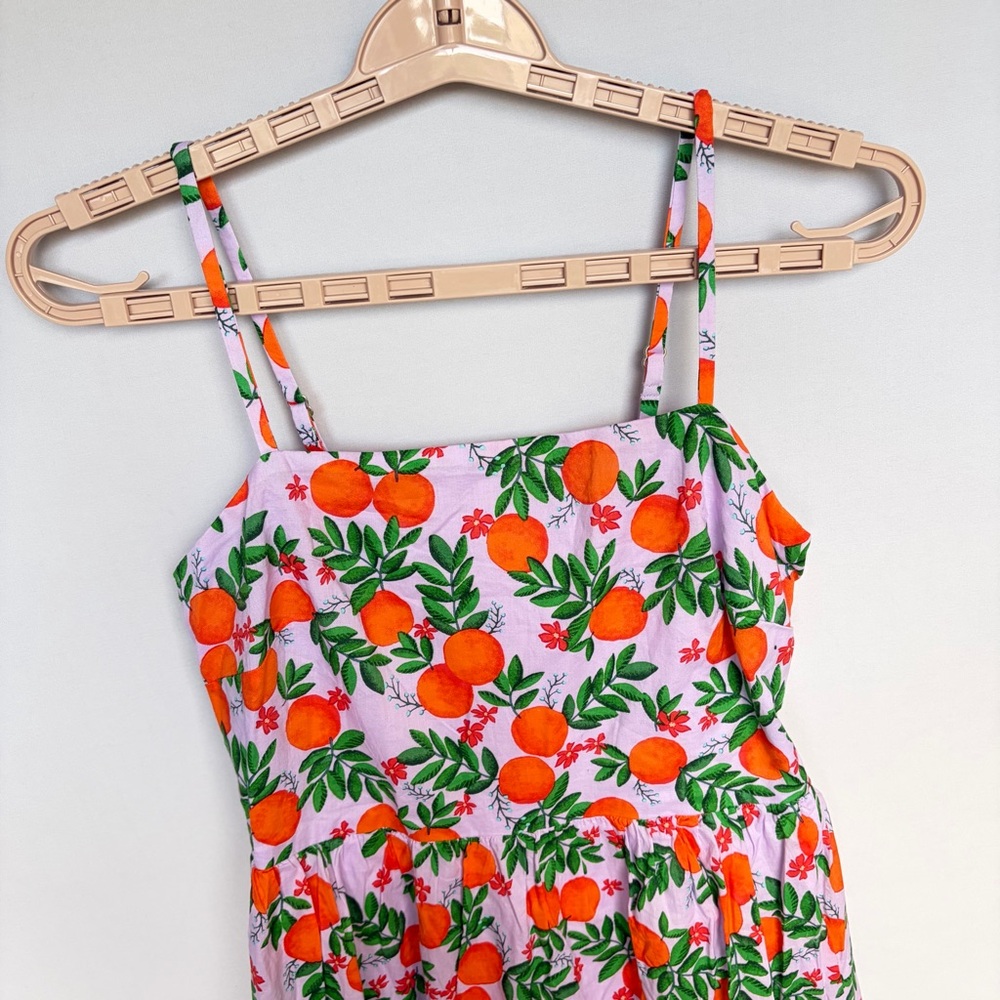 J Crew Women Sz 0 Strappy Orange Fruit Midi Dress Purple SUM25 Spring NWT - Picture 13 of 16